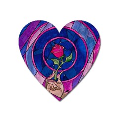 Enchanted Rose Stained Glass Heart Magnet by Cendanart