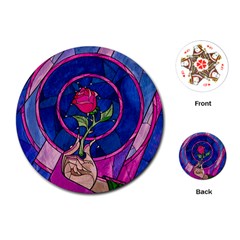 Enchanted Rose Stained Glass Playing Cards Single Design (round) by Cendanart