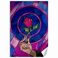 Enchanted Rose Stained Glass Canvas 12  X 18  by Cendanart