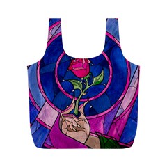 Enchanted Rose Stained Glass Full Print Recycle Bag (m) by Cendanart