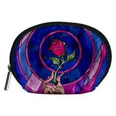 Enchanted Rose Stained Glass Accessory Pouch (medium) by Cendanart