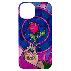 Enchanted Rose Stained Glass Iphone 14 Black Uv Print Case by Cendanart