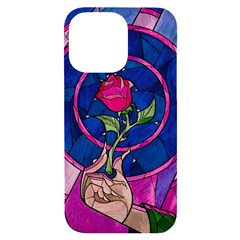Enchanted Rose Stained Glass Iphone 14 Pro Max Black Uv Print Case by Cendanart