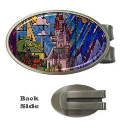 Castle Building Stained Glass Money Clips (oval)  by Cendanart