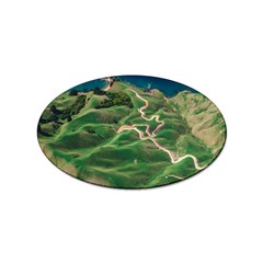 Coast Aerial View Beautiful Landscape Nature Ocean Road Graphy Aerial Coast Drone Sticker Oval (100 Pack)