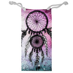 Dream Catcher Art Feathers Pink Jewelry Bag by Bedest