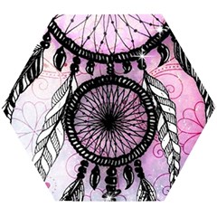 Dream Catcher Art Feathers Pink Wooden Puzzle Hexagon