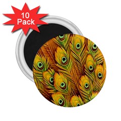 Peacock Feathers Green Yellow 2 25  Magnets (10 Pack)  by Bedest