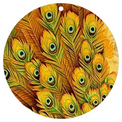 Peacock Feathers Green Yellow Uv Print Acrylic Ornament Round