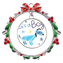 It s A Boy Metal X mas Wreath Ribbon Ornament by morgunovaart