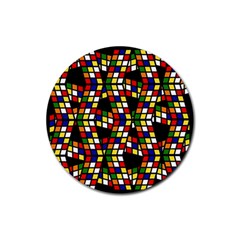 Graphic Pattern Rubiks Cube Rubber Coaster (round) by Cendanart