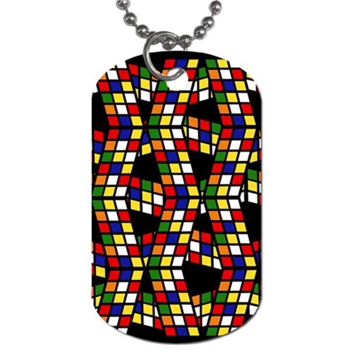 Graphic Pattern Rubiks Cube Dog Tag (Two Sides)