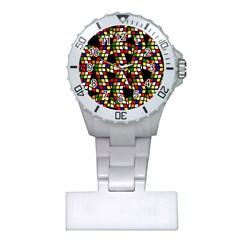 Graphic Pattern Rubiks Cube Plastic Nurses Watch