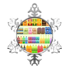 Supermarket Shelf Products Snacks Metal Small Snowflake Ornament