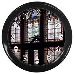 Stained Glass Window Krotoszyn Wall Clock (black) by Cendanart