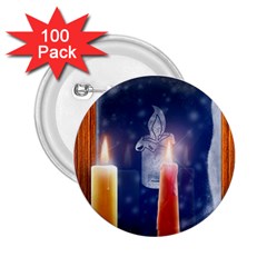 Christmas Lighting Candles 2 25  Buttons (100 Pack)  by Cendanart