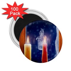 Christmas Lighting Candles 2 25  Magnets (100 Pack)  by Cendanart