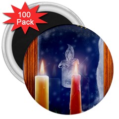 Christmas Lighting Candles 3  Magnets (100 Pack) by Cendanart