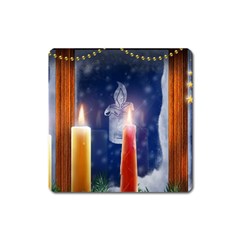 Christmas Lighting Candles Square Magnet by Cendanart