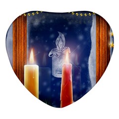 Christmas Lighting Candles Heart Glass Fridge Magnet (4 Pack) by Cendanart