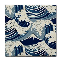 Japanese Wave Pattern Tile Coaster by Cendanart