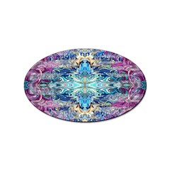 Magenta On Cobalt Arabesque Sticker (oval) by kaleidomarblingart