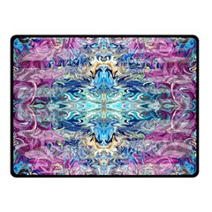 Magenta On Cobalt Arabesque Two Sides Fleece Blanket (small) by kaleidomarblingart