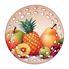 Fruit Pattern Apple Abstract Food Round Filigree Ornament (two Sides) by Proyonanggan