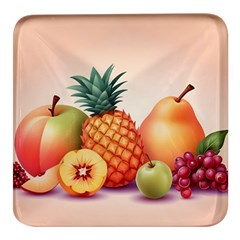 Fruit Pattern Apple Abstract Food Square Glass Fridge Magnet (4 Pack)