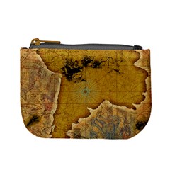 Vintage Map Of The World Continent Mini Coin Purse by Proyonanggan