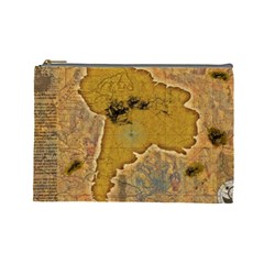 Vintage Map Of The World Continent Cosmetic Bag (large)