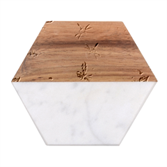Flawer Marble Wood Coaster (hexagon) 