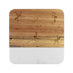 Flawer Marble Wood Coaster (square)