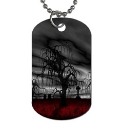 Grave Yard Dark Fantasy Trees Dog Tag (two Sides)