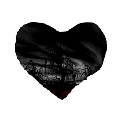 Grave Yard Dark Fantasy Trees Standard 16  Premium Heart Shape Cushions