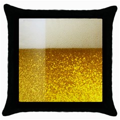 Light Beer Texture Foam Drink In A Glass Throw Pillow Case (black) by Cemarart