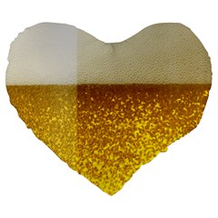 Light Beer Texture Foam Drink In A Glass Large 19  Premium Flano Heart Shape Cushions