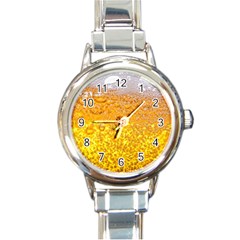 Liquid Bubble Drink Beer With Foam Texture Round Italian Charm Watch