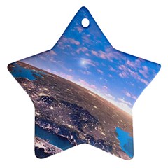 Earth Blue Galaxy Sky Space Ornament (star) by Cemarart