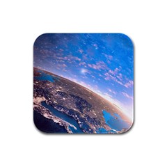 Earth Blue Galaxy Sky Space Rubber Square Coaster (4 Pack)