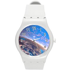 Earth Blue Galaxy Sky Space Round Plastic Sport Watch (m)