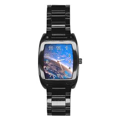 Earth Blue Galaxy Sky Space Stainless Steel Barrel Watch