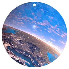 Earth Blue Galaxy Sky Space Uv Print Acrylic Ornament Round by Cemarart