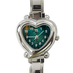 Dark Green Leaves Leaf Heart Italian Charm Watch