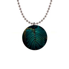 Dark Green Leaves Leaf 1  Button Necklace