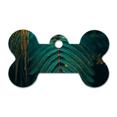 Dark Green Leaves Leaf Dog Tag Bone (two Sides)