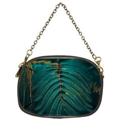 Dark Green Leaves Leaf Chain Purse (two Sides)