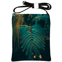 Dark Green Leaves Leaf Shoulder Sling Bag