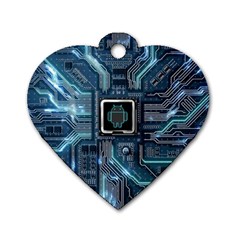 Circuit Board Motherboard Dog Tag Heart (one Side)