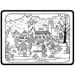 Colouring Page Winter City Skating Fleece Blanket (large) by Hannah976